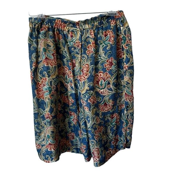 Y2K Silk Xposure Shorts Paisley Blue Red High Waist Elastic SZ S - Picture 15 of 15